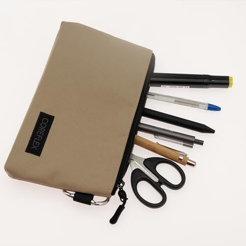 COREFLEX Premium Tool Pouch Zipper Bag, Small Tool Bag, Multipurpose Storage pouch, Heavy duty Flat Bottom Tool bag with YKK Zipper (6 pack Combo mixed size) - size: 6 Pack Combo Mixed Size Khaki