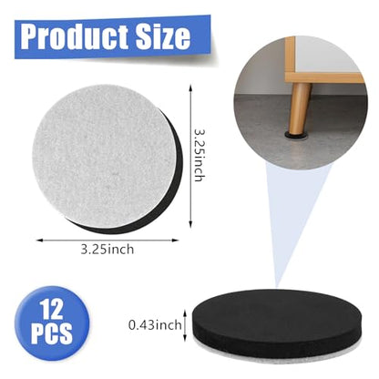 12 PCS Furniture Sliders, 3-1/4" Reusable Furniture Sliders for Hardwood Floors, Furniture Moving Pads for Heavy Furniture - Move Your Furniture Effortlessly! - size: 12pcs 3 1/4 inch