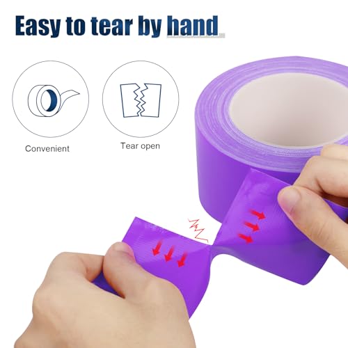 Purple Duct Tape Heavy Duty, 1.88 Inch x 35 Yard Waterproof Strong Adhesive Duct Tape for Indoor Outdoor Repairs Tear by Hand, 1 Roll - color: Purple