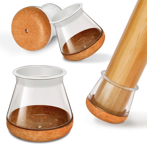 OCONDA 24PCS Chair Leg Floor Protectors Round, Silicone Clear Furniture Cups for Hardwood Floors, Silicone Chair Leg Caps with Wrapped Felt, Anti-Scratch, Reduce Noise, Small Fit: 0.5''-0.75'' - color: Clear, size: Round S