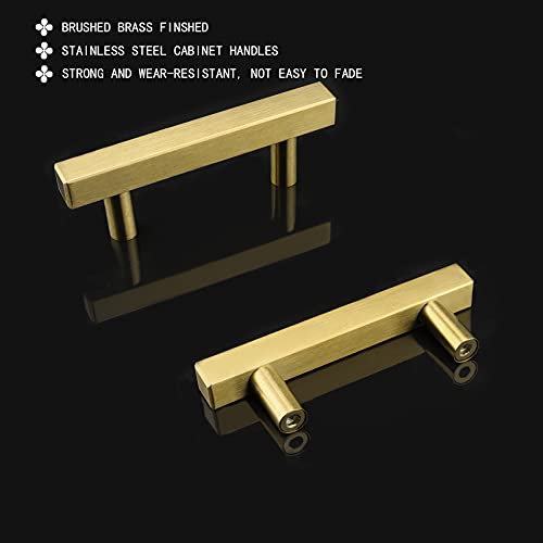 Goldenwarm 25 Pack 3in Cabinet Handles Gold Cabinet Pulls - LS1212GD76 Brushed Brass Bar Handle Pull for Kitchen Cupboard 3 Inch Hole Centers Dresser Drawer Hardware - color: Gold, size: 3 Inch Hole Center