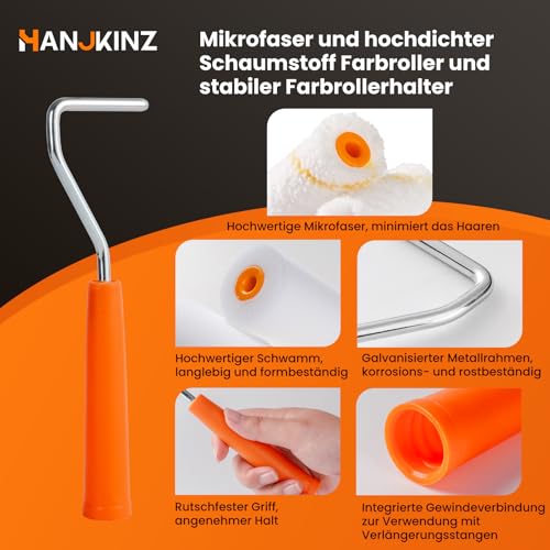 Paint Roller, 2 Inch Small Paint Roller Kit with High-Density Foam Paint Roller, Microfiber Paint Rollers, Paint Tray, Paint Tray Liner, Roller Frame, Pack of 19 - size: 2 Inch Kit, 19 Pack