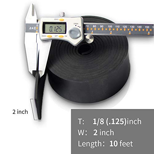 DOBTIM Neoprene Rubber Strips 1/8 (.125)" Thick X 2" Wide X 10'Long, Solid Rubber Rolls Use for Gaskets DIY Material, Supports, Leveling, Sealing, Bumpers, Protection, Abrasion, Flooring, Black - size: 2" X 10', style: .125" thick (No Adhesive）