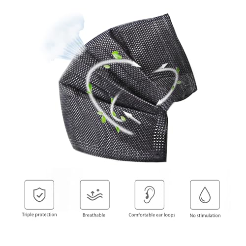 DC-BEAUTIFUL 100 Pieces Black Disposable Face Masks, Non Woven 3ply Earloop Disposable Masks, Fit for Adults - color: Black