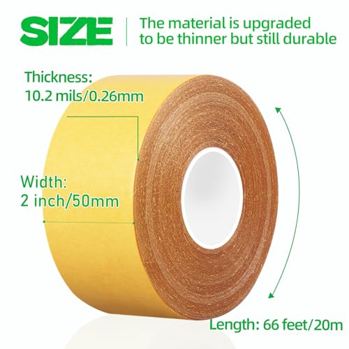 Double Sided Tape Heavy Duty,2" X 66 Ft,High Tack Strong Wall Adhesive With Fiberglass Mesh,Super Sticky Resistente Clear Strong Mounting Tape For Crafts,Carpet,Picture - size: 66 feet x 0.01 inches x 0.01 inches