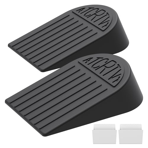 Rubber Widened Door Stopper Wedge – 2 Pack Black Door Stoppers Wedge for Bottom of Doorstop, Door Stop for Heavy Duty Doors with Self Adhesive Holder Ideal for Commercial & Home,Schools, Offices - size: Medium