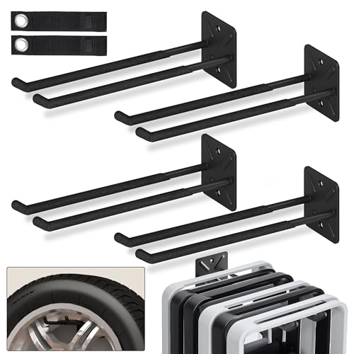 Nacial Garage Hooks, Heavy Duty Garage Hooks, 12.4 Inch Wall Mount Hangers, Max Load 200 lbs Garage Storage Utility Hook for Car Tires, Ladders, Chairs, Strollers, Power Tools, Garden Tools - 4 Pack - size: 4