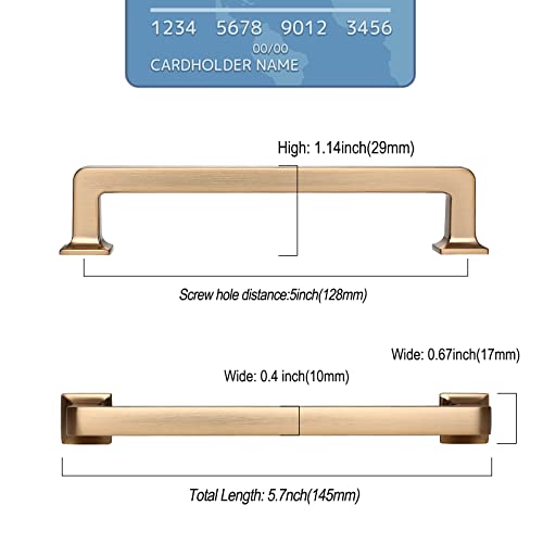 9BUILD 6 Pack 5 Inch Cabinet Handles - Champagne Bronze Cabinet Pulls for Kitchen & Dresser Drawers - color: Champagne Bronze, size: 5"/128MM Hole Center, style: 6 Pack