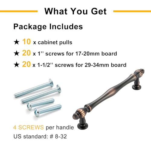10 Pack 3-3/4 Inch Oil Rubbed Bronze Cabinet Pulls Brushed Bronze Cabinet Handles Bronze Hardware for Kitchen Cabinets 2510 Drawer Dresser Cupboard Bedroom Bathroom - color: Oil Rubbed Bronze, size: 3-3/4 In Hole Distance