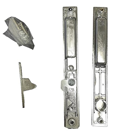 Sliding Glass Patio Door Lock Handle Set, Non-Keyed, Flush Mount, with Nite Lock,C Cam, and Keeper, White, 6-9/16" Screw Hole | Sliding Door Handle Replacement Hardware Repairs (DL-504) (Chrome) - color: Chrome
