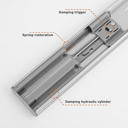 LONTAN 10 Pairs 14 Inch Soft Close Drawer Slides Heavy Duty Ball Bearing Dresser Drawer Glides 12.4" Extension Cabinet Rails 100 LB Capacity - color: Silver-Soft Close, size: 14 Inch - Drawer Slide