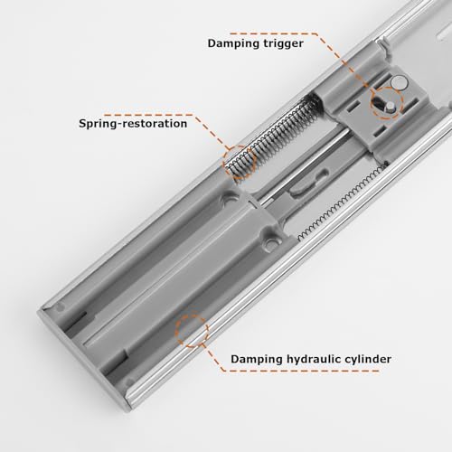 LONTAN Soft Close Drawer Slides 22 Inch Side Mount Heavy Duty Cabinet Drawer Glides 10 Pairs - Ball Bearing Full Extension Kitchen Cabinet Rails 100 LB Capacity - color: Silver-Soft Close, size: 22 Inch - Drawer Slide