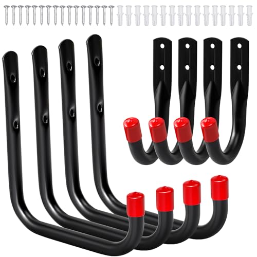 8-Pack Utility Hook,Garage Storage Hooks, Heavy Duty Utility Hooks, Heavy Duty Hook, 7.8" & 3.8” Garage Hanging Storage for Bikes, Kayak and Hanging Ladders - style: 4 Pack 7.8"+4 Pack 3.8"