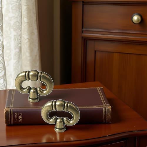 2Pcs Antique Bronze Ring, Vintage Style Drawer Knob Ring with Back Plate Antique Black Bronze Drawer Pull Dresser Cabinet Knob Kitchen Door Knob Hardware Cabinet Dresser Cabinet