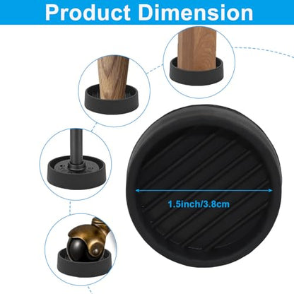 BokWin 1.5x1.5 Inch Round Rubber Furniture Pads (4 Pack) - Strong Grip Non Slip Cups, Secure Anti Slide Feet for Bed Couch Table Chair - Floor Protectors Stop Movement, Black - size: 1.5 x 1.5 inch