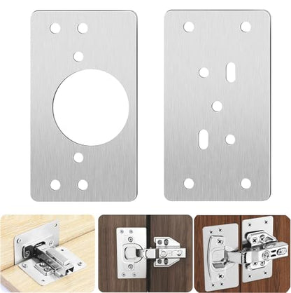 4 Pack Hinges Repair Plate with 24 Screws, Stainless Steel Hinge Replacement Plate Kit, Kitchen Cabinet Cupboard Drawer Door Hinge Fixing Mount Brackets Set for Furniture Wardrobe, 9x4.7 cm - color: 4pcs 9x4.7cm
