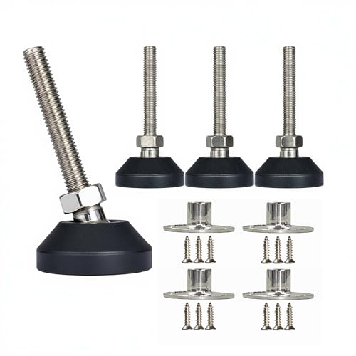 Adjustable Furniture Leg Levelers with Self-Tapping Screws, 1.25"-4" Height Range, 132 lbs Capacity per Leg (M8,3 Height,1.54" Diameter) - size: M8,3" Height,1.54" Diameter