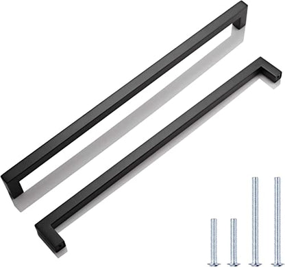 KNOBWELL 6 Pack Black Cabinet Pulls 12-3/5 inch Bathroom Cabinet Handles Long Stainless Steel Kitchen Cupboard Handles 12-3/5" Hole Spacing, 13" Overall Length - color: Matte Black, size: Hole Center:12-3/5 inch(320mm)