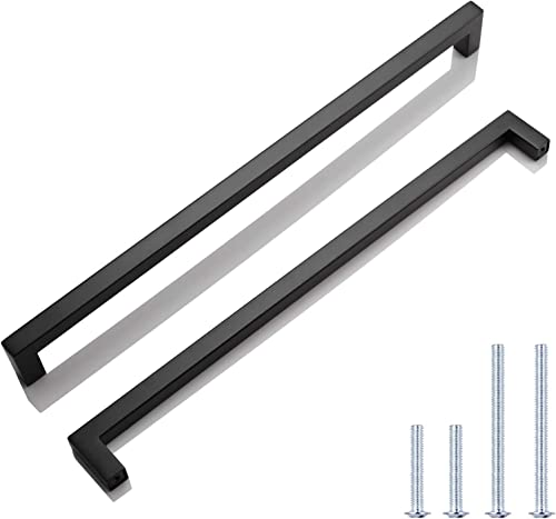 KNOBWELL 6 Pack Black Cabinet Pulls 12-3/5 inch Bathroom Cabinet Handles Long Stainless Steel Kitchen Cupboard Handles 12-3/5" Hole Spacing, 13" Overall Length - color: Matte Black, size: Hole Center:12-3/5 inch(320mm)