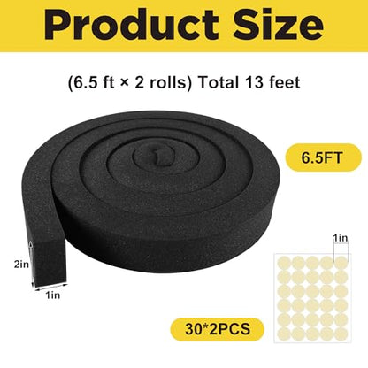 Tlswshsy 2 in x 6.5 ft Air Conditioner Foam Tape-2Pcs Non-Adhesive Foam Seal Strip with Glue Point for Door/Window Seal - color: black-2pcs