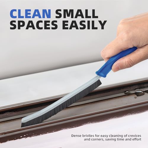 FOOGWEE Hard Bristle Crevice Cleaning Brush - Cleaning Supplies - Grout Cleaning Brushes for Household Use - Crevice Cleaning Tool for Bathroom, Home and Kitchen (3, Blue) - color: Blue