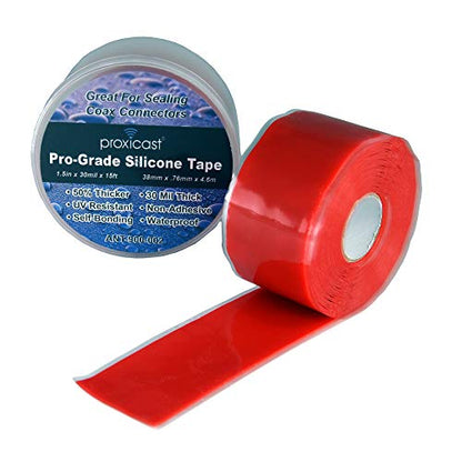 Proxicast Pro-Grade Extra Strong 30mil Weatherproof Self-Fusing Silicone Rubber Sealing Tape for Outdoor Antenna Coax & Electrical Cables, Hose/Pipe Leaks & Emergency Repairs (1.5" x 15' roll) - Red - color: Red