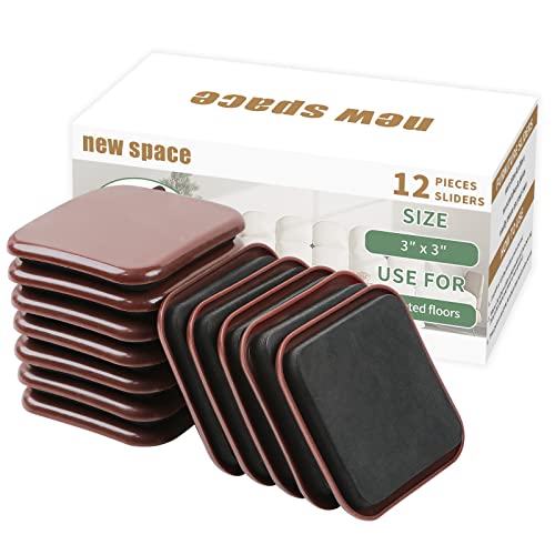 new space 3 Inch Furniture Sliders, 12pcs Sliders for Moving Furniture, Heavy-Duty Furniture Movers Sliders for Carpet, Couch Sliders Protect Carpet Surface and Easily Move Furniture. - size: 3 inch