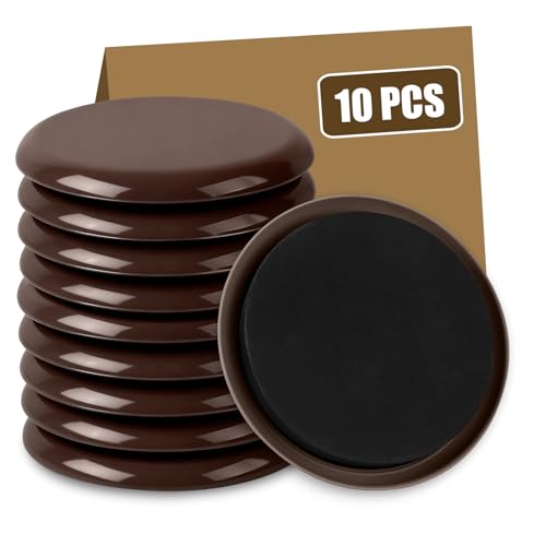 10PCS Furniture Sliders, 3 1/2" Furniture Sliders for Hardwood Floors, Reusable for Carpet, Heavy Duty Furniture Movers Sliders, Carpet, Floor Protectors (Brown) - color: Brown, size: 10PCS|3 1/2"