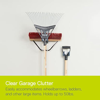 Delta Single Holder Cycle Heavy Duty Garage Utility Helps Support Brooms, Rakes & Other Large Items-Rubberized Coating Protects from Scratches-Easy Installation, 2-Hook - color: 2-hook