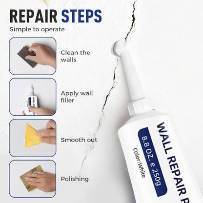 2026 New Wall Mending Agent White Spackle Wall Repair Paste Wall Repair Agent Tile Gap Filler,Drywall Patch Repair Kit with Scraper for Holes & Cracks Nail Holes, Dents & Small Damage. (1 Pcs) - color: 1 Pcs