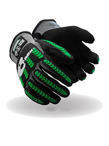 MAGID T-REX Flex Series ANSI Cut Level A9 Knit Impact Glove, 12 Pairs, NitriX Palm, Size 9/L, Black & Green, TRX795 - size: 9/L, style: 12 Pairs