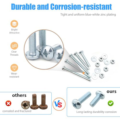 300 Pcs Machine Screws 8/32 Knob/Pull Screws Bolt Nut Flat Washers Assortment Kit Carbon Steel Zinc-Plated Phillips Used for Industrial&Construction Fasteners 5 Sizes Length #8-32x1 to#8-32x1-3/4" - size: 300 Pcs Machine Screw Kit