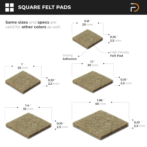 Furndiy Felt Furniture Pads for Hardwood Floors, Self-Adhesive Felt Pad for Chairs & Seat Legs, Easy Slide, Anti Scratch, Noise Stopper, Bumper & Buffer, Floor Protection - Based in USA - 1.18" - size: 1.18" x 18 pcs