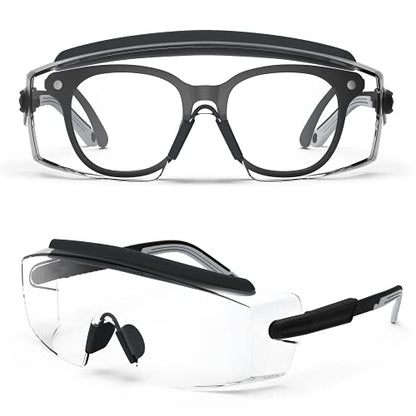 Anti Fog Safety Glasses Safety Goggles Over Glasses Protective Glasses with Anti Scratch Lenses Adjustable - color: Black