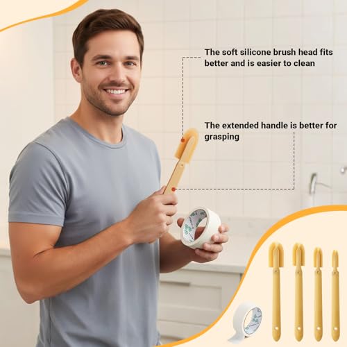 8 Pcs Silicone Caulking Tool Kit 4 Sizes Caulk Finishing Tool with 2 Roll White Masking Tape Reusable Sealant Spatula Spreader for Corner Gap Seam Brick Skirting Kitchen Bathroom