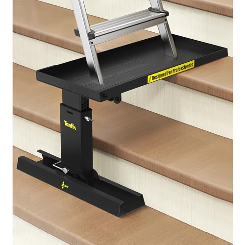 Foldable | Heavy-Duty Ladder Extender Pro, High Strength Steel Material Design Ladder Extension Pro for Stairs w/Non-Slip Mat, 12-18" Adjustable Height, Applicable Feet Spacing 24" - size: plus