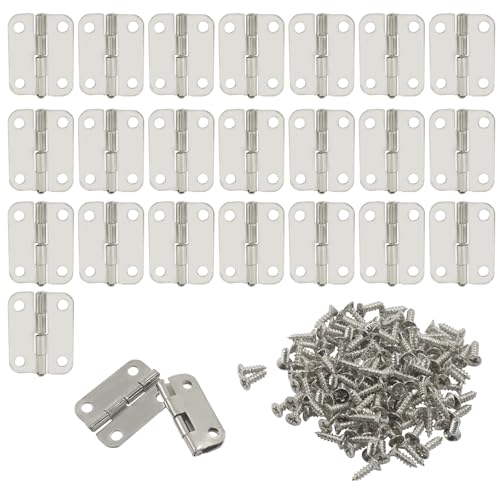 Murtenze 24Pcs Butt Hinge, 1" x 3/4" Metal Foldable Door Hinges with Screws for Cabinet Door Closet, Jewelry, Wooden Box (Silver) - color: Silver, size: 1 Inch - 24PCS