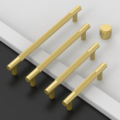Asidrama 10 Pack Brushed Gold Zinc Alloy Knurled Dresser Knobs Cabinet Hardware for Dresser Drawers - color: Brushed Gold, style: 10 Pack