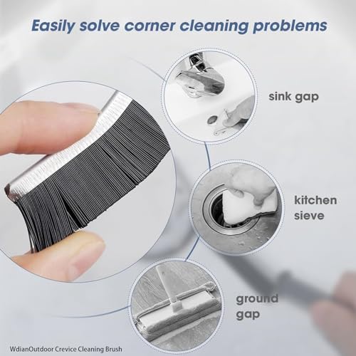 Crevice Cleaning Brush, Heavy-Duty Bristle Brushes for Compact Space Cleaning, Slim Gap Scrubbing Tool, Perfect for Kitchen Surfaces, Window Tracks, Bathroom Tiles & Faucets (BK 3 Pcs)