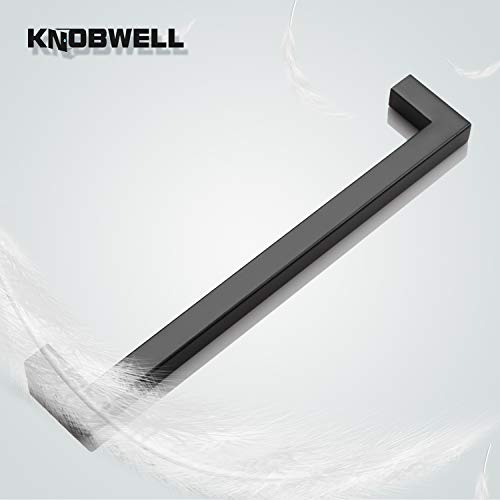 KNOBWELL 6 Pack Matte Black Kitchen Cabinet Door Handles 7-9/16 inch - T Bar Square Kitchen Cupboard Bathroom Vanity Pulls, 7-9/16" Inch Hole Centers, Modern Drawer Pulls - color: Matte Black, size: Hole Center:7-9/16 inch(192mm)