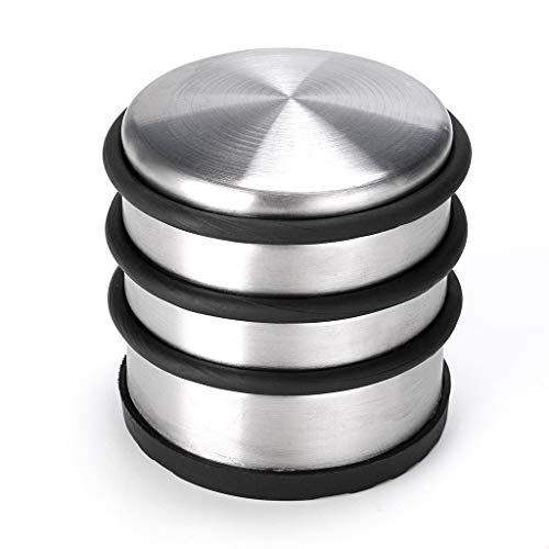 Sumnacon Heavy Duty Floor Door Stopper No Drill, Durability Stainless Steel Door Stops with Anti-Skid Rubber - Contemporary Decorative Safety Door Wedge for Home Office Commercial Industrial - color: Silver, size: 3X3.1Inch