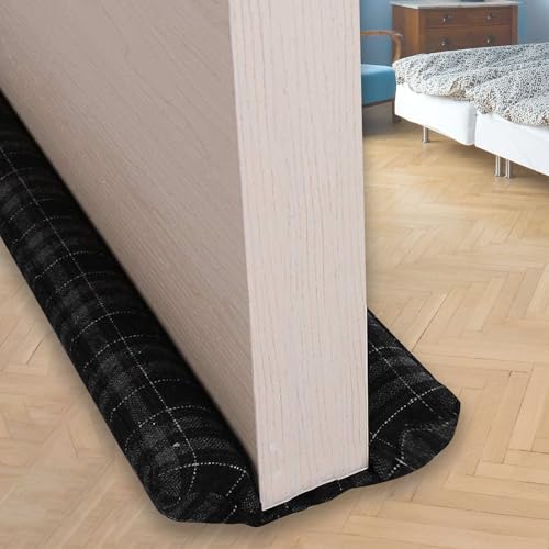 VISEMAN 36 Inch Under Door Stopper - Noise Blocker & Draft Stopper - Machine-Washable Checker Ink Cloth - color: Checker Ink