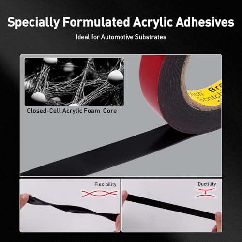 Automotive Acrylic Plus Attachment Tape 0.39" x 18Ft Made of 3M Pack of 2 Double Sided Tape PT1100 Heavy Duty for Moldings Claddings Panels Pads and Other Car Automotive Applications - size: 0.39" X 18ft