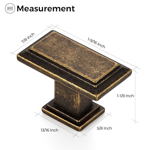 Ravinte Cabinet Knobs Rectangular Kitchen Drawer Knobs for Cabinets and Dresser (Antique Brass, 10 Pack) - color: Antique Brass