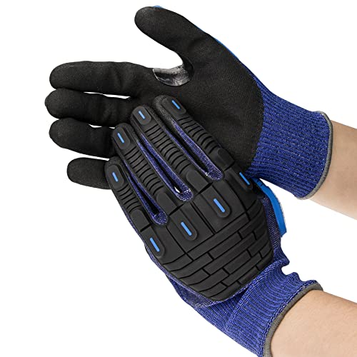 ANDANDA Cut Resistant Gloves, ANSI A5 Impact Work Gloves with Power Grip for Men and Women, Used for Woodworking, Glass Cutting, Construction, Cargo Handling, Car Repair,1 pair,L