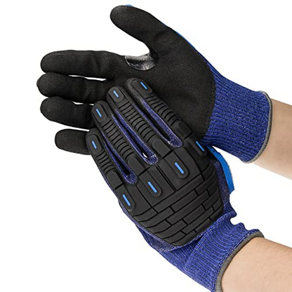 ANDANDA Cut Resistant Gloves, ANSI A5 Impact Work Gloves with Power Grip for Men and Women, Used for Woodworking, Glass Cutting, Construction, Cargo Handling, Car Repair,1 pair,L