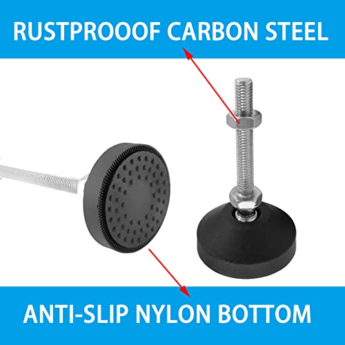 Luomorgo 4 Pcs M8 Leveling Feet with T-Nut, Anti Skid Threaded Rubber Feet, Adjustable Swivel Levelers for Furniture Feet, Heavy Duty Appliance Feet for Mechanical Equipment (D50 x M8 x H80) - size: D50 X M8 X H80