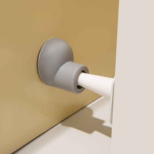 No-Drill Silicone Door Stopper – Heavy-Duty Big Foot Design Wall Protector for Home & Office – Strong Adhesive Round Head Door Holder, Floor-Mounted Door Stop (Gray+ White) - color: Gray+ White