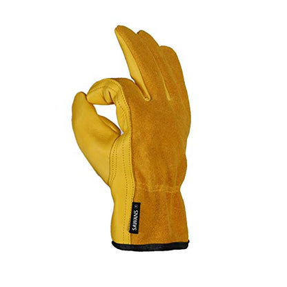SAWANS Leather Working Gloves Work Gardening Gloves Thorn Proof Garden Heavy Duty Utility Men Women Construction - size: X-Large