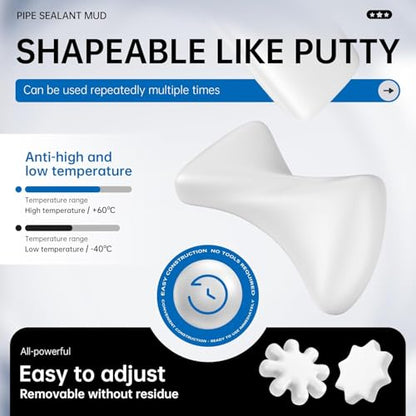 Pack of 8 White Seal Putty Waterproof Duct Seal Repair Sealing Clay, Quick Mending Mud for Drain Connection, Wall Hole, Air Conditioning Hole - color: 8 pack of sealant